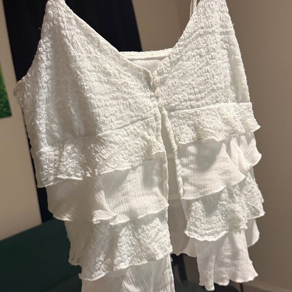 White Ruffled Women's Top - Picture 2 of 2